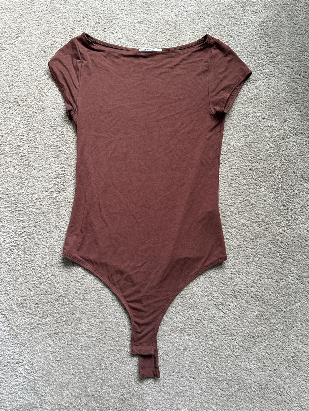 Rust Brown Short Sleeve Scoop Neck Bodysuit
